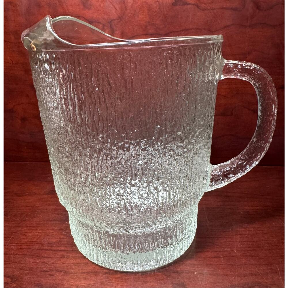 Vintage Anchor Hocking Clear Lido Sorrento Bark Pitcher Heavy